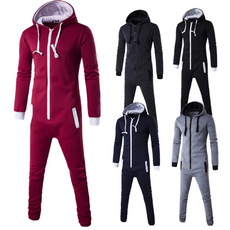 2021 Vroče Prodajo 5 Barve Modna Unisex Moški Modni Hooded Jumpsuit Onesie Vse V Enem Jumpsuits M-2XL