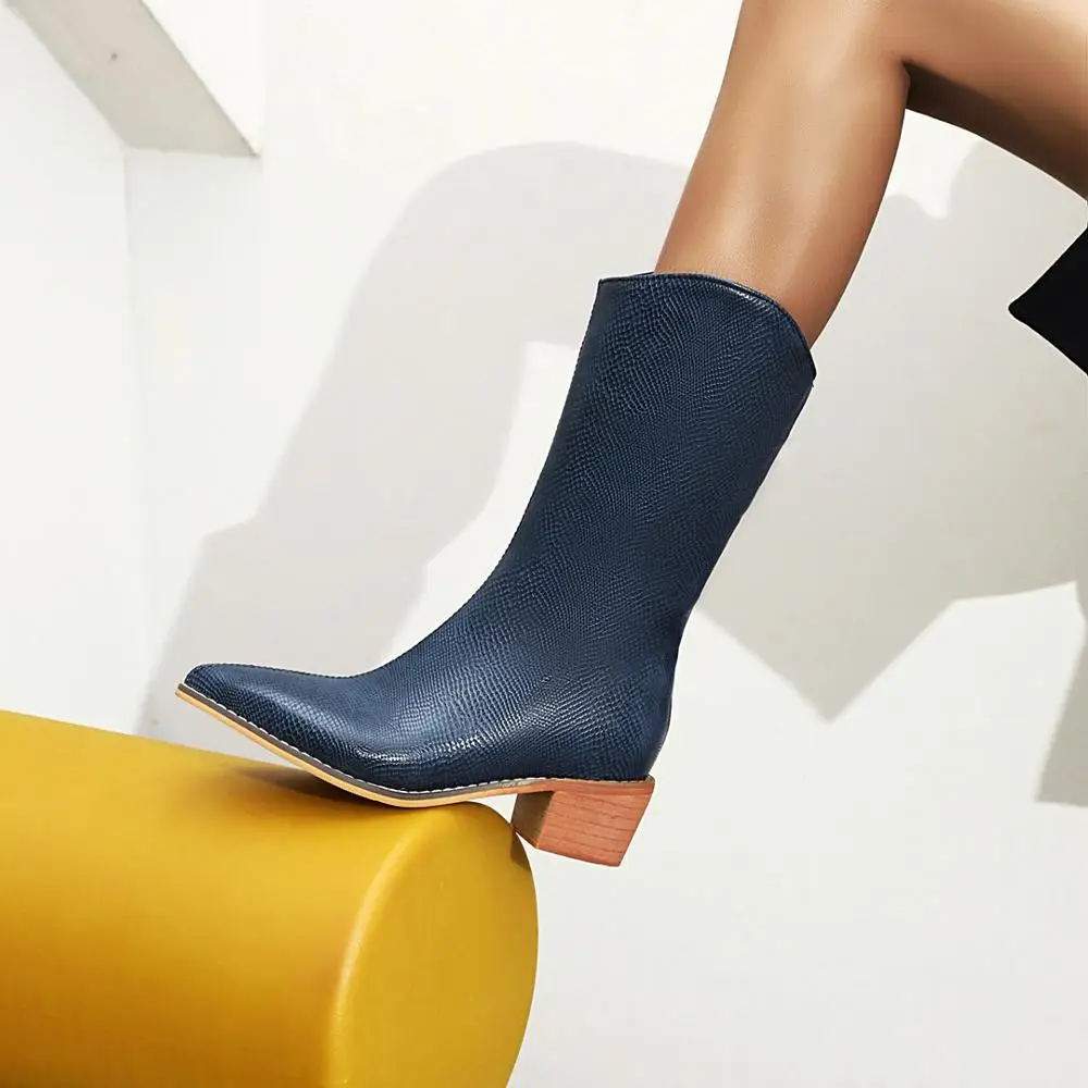 2021 zimski Modni Mid-Tele Škornje Opozoril Toe Čevlji Kavbojski Škornji, Čevlji za Ženske Dolgo Čevlji Kozakov Ženske v visokih petah Botas Mujer