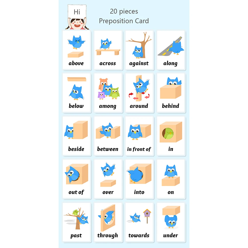 20pcs Flash Kartice Položaj Preposition angleški Učnih Kartic Začetku Izobraževanja Za Otroke Pomnilnika, ki je Igra Učitelj učni Pripomočki