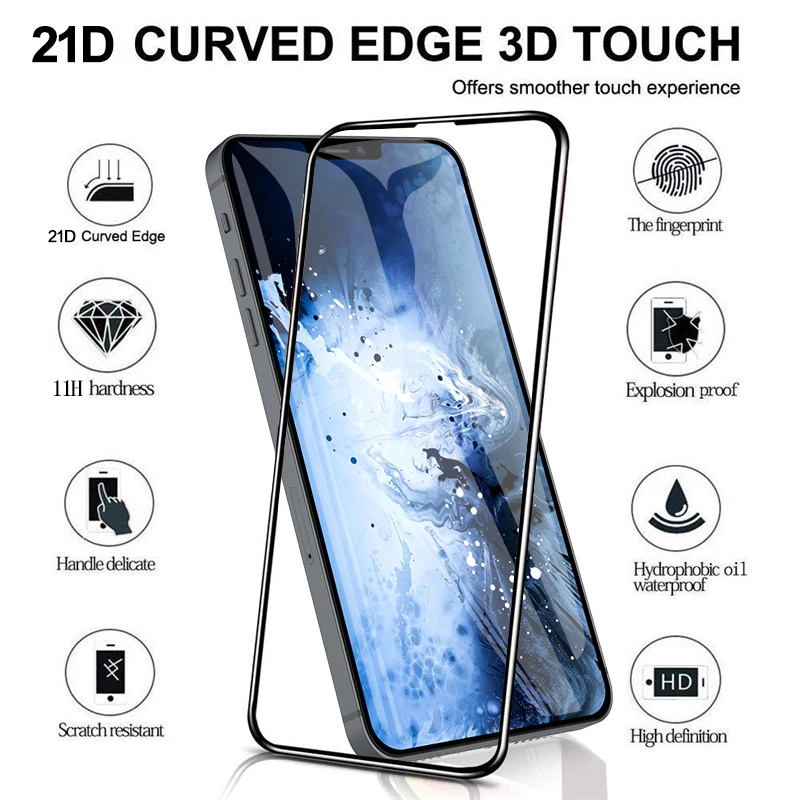 21D Celoten Zaslon Kaljeno Steklo Film Screen Protector 10H Za Apple Za iPhone 12 pro max 6.7 inch