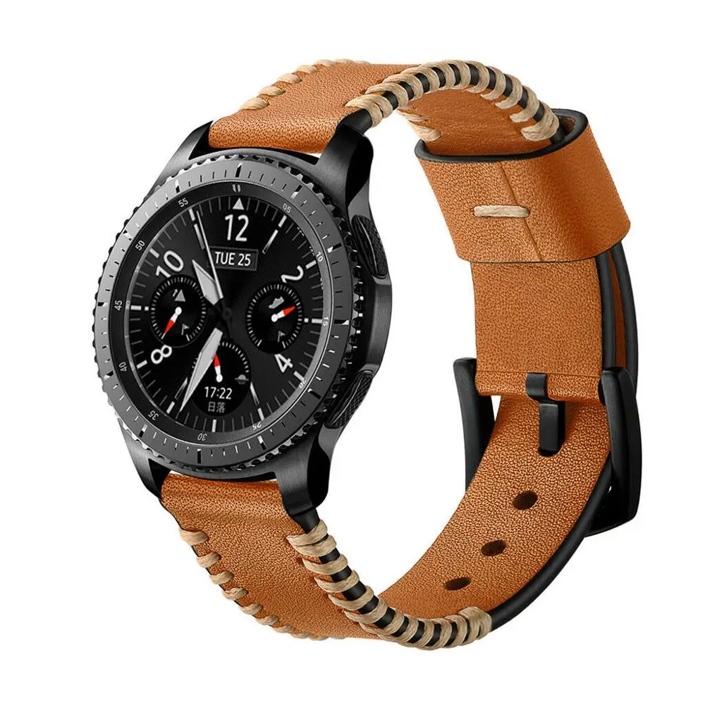 22 mm Watch Pašček Usnje šiv Watchband za Samsung Galaxy Watch 46mm Prestavi S3 Klasične Meje Zamenjava Šport Gledam Band