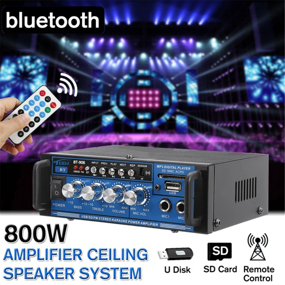 220V 12V za Domači Kino Audio Zvočni Sistem Professional AMP 800W Digitalni Bluetooth Doma Oja HIFI Stereo Subwoofer EU Plug