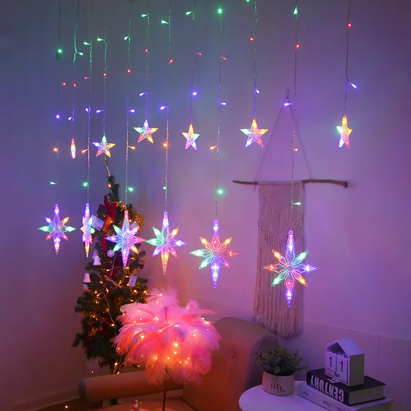 220V EU Plug 2,5 M LED Star Lučka Pravljice Zavesa Svetlobe Božič Garland Niz Luči Za Dom Božič Poročne Dekoracije
