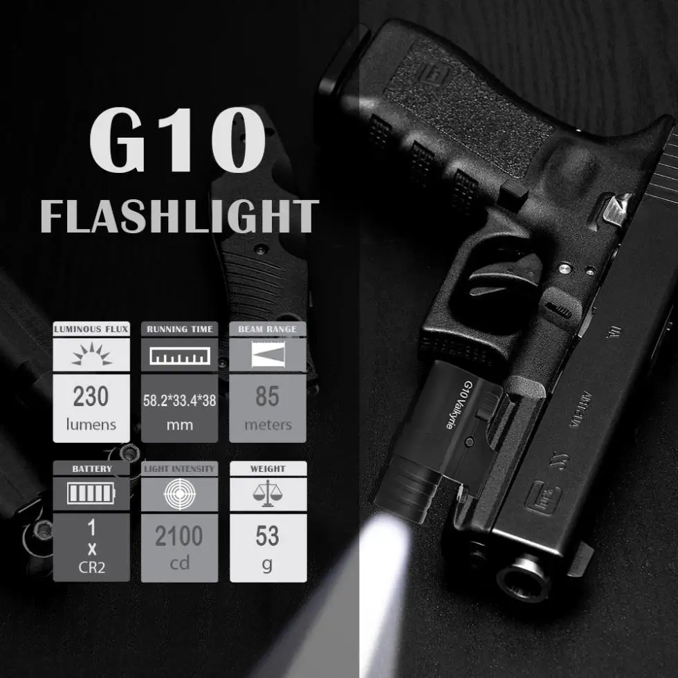 230LM 2 Način XP-G2 LED Ročni Vojaško Orožje Luči Pištolo Baklo Luči Taktično Svetilko za Lov Razsvetljavo