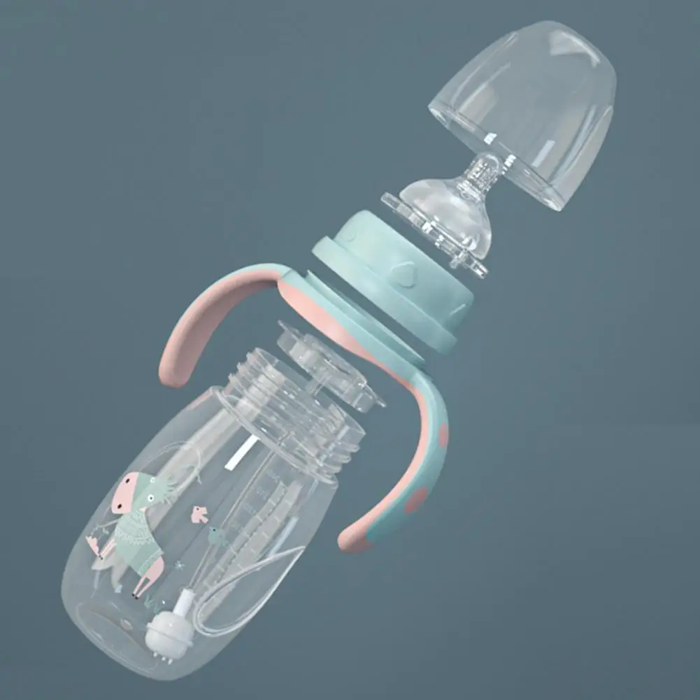 240 ml/300 ml Začetnih Drop-dokazilo Baby Široko kalibra Steklenico Mleka s Slamo Ročaj Hranjenje Steklenice 2021