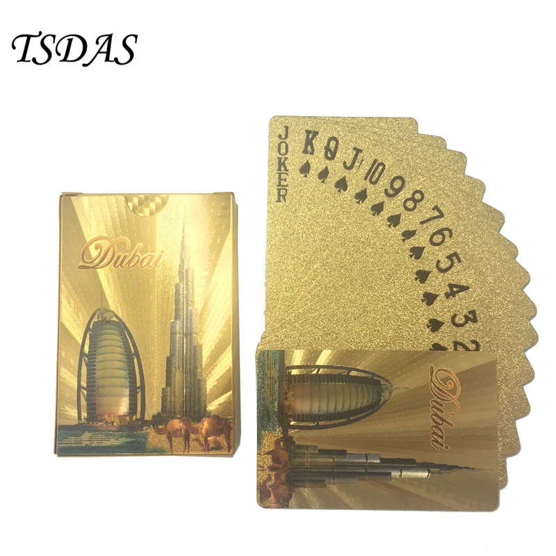 24k Gold Card Poker Barvne Burj Dubai & Burj Al Arab, Hotel Design Zlato Igralne Karte Novost Darilo
