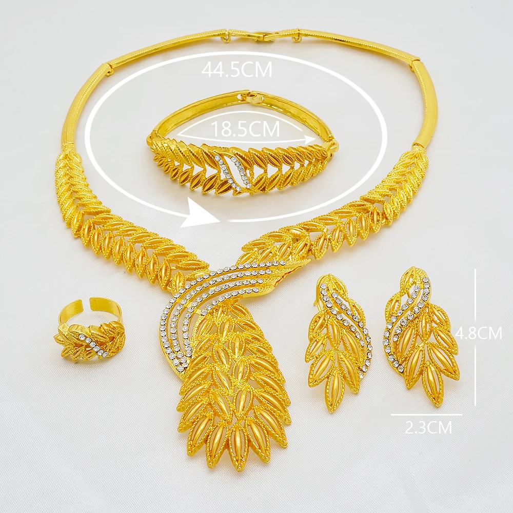 24K Gold nakit sklopov za Afriške ženske poročne poročna darila party Zapestnica krog Ogrlico, uhane, prstan kompleti nakita