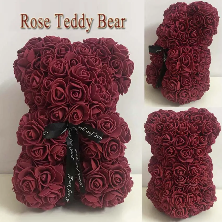 25 cm Rose Nosi Srce Umetne cvetne Rose medvedek Za Ženske Valentine ' s Poroko, Rojstni dan, Božično Darilo