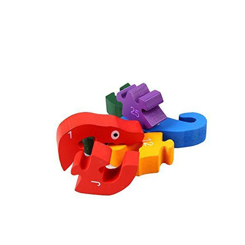 26Pcs Lesene Igrače Kača Polž Dinozaver Sova Sestavljanke Waldorf Montessori Igrače Otroška Otroci Izobraževalne 3D Sestavljanke, Igrače, Darila