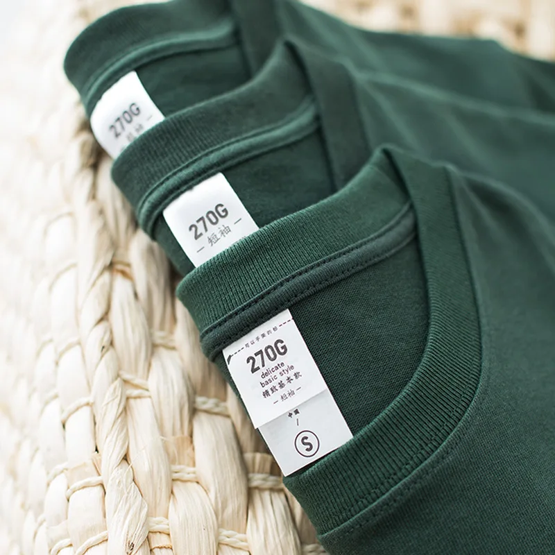 270 g Težji Bombaža Moške Vrh Kakovosti Puloverju Kratek Rokav T-Shirt Poletje Nov Modni Priložnostne Preprost Tees Japonskem Stilu Top Moški