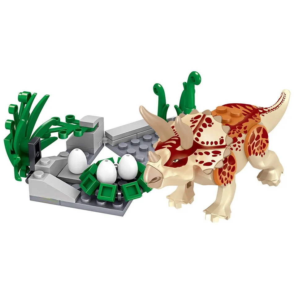 270pcs Jurassic Dinozaver gradniki Igrače Triceratops Svetu Park Model Mesto Ukradel Jajca Tovornjak Številke Opeke Za Otroke