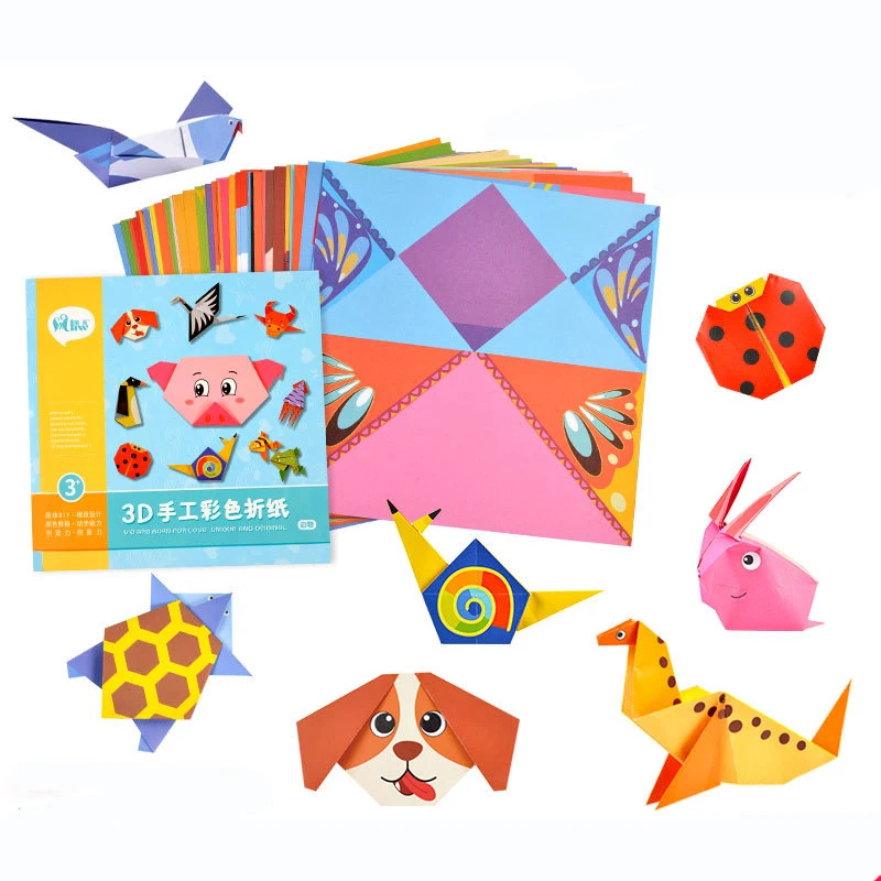 27pcs/set 3D DIY Origami Otroke, Igrače, Risanke Živali Obrti Zgibanje Papirja Baby Montessori Dekle Darila Umetnostne Obrti igrače