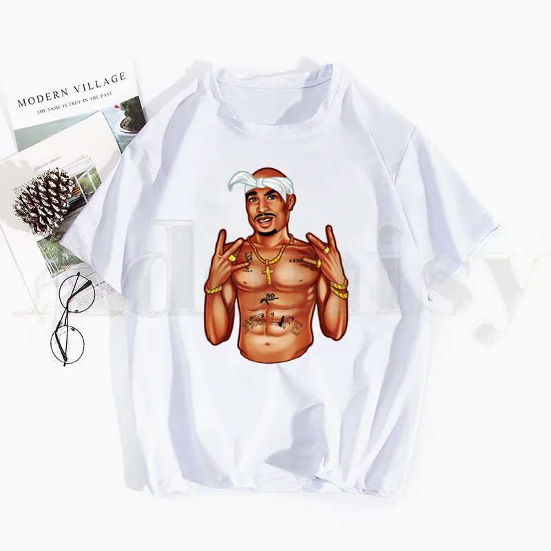 2Pac Tupac Amaru Shakur Makaveli Rapper Zamotek Print majica s kratkimi rokavi moški T-shirt Moški Priložnostne Kratek Rokav Vrhovi Harajuku