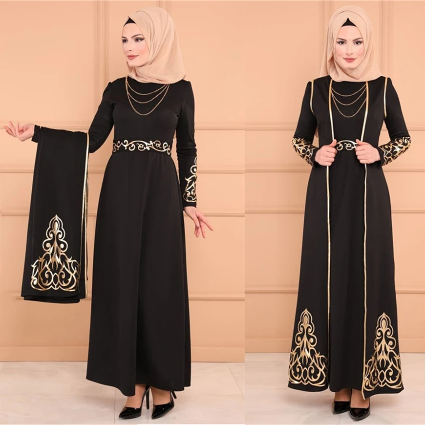 2PC Muslimanskih Moda za Ženske obleke Abaya Tunika Haljo Islamska Oblačila Turčija, Muslimani Obleke Večer Stranka Bližnjem Vzhodu Dubaj Abayas