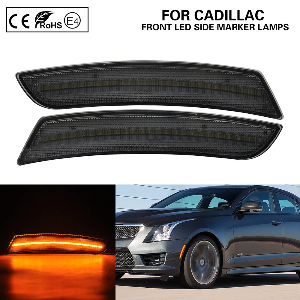 2Pcs ATS CTS CTS-V 15-19 Sprednji Odbijač Amber LED Strani Marker Lučka Auto Luči Prekajene Objektiv za Cadillac
