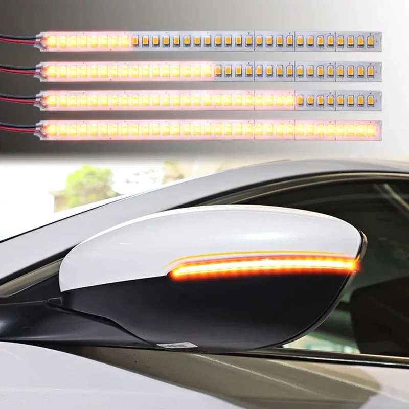 2PCS Avto Rearview Mirror Indikatorska Lučka DRL Darkice Trak, ki Teče Obrnite Signalna Lučka LED Avto Vir Svetlobe smerokaze Za Avtomobile
