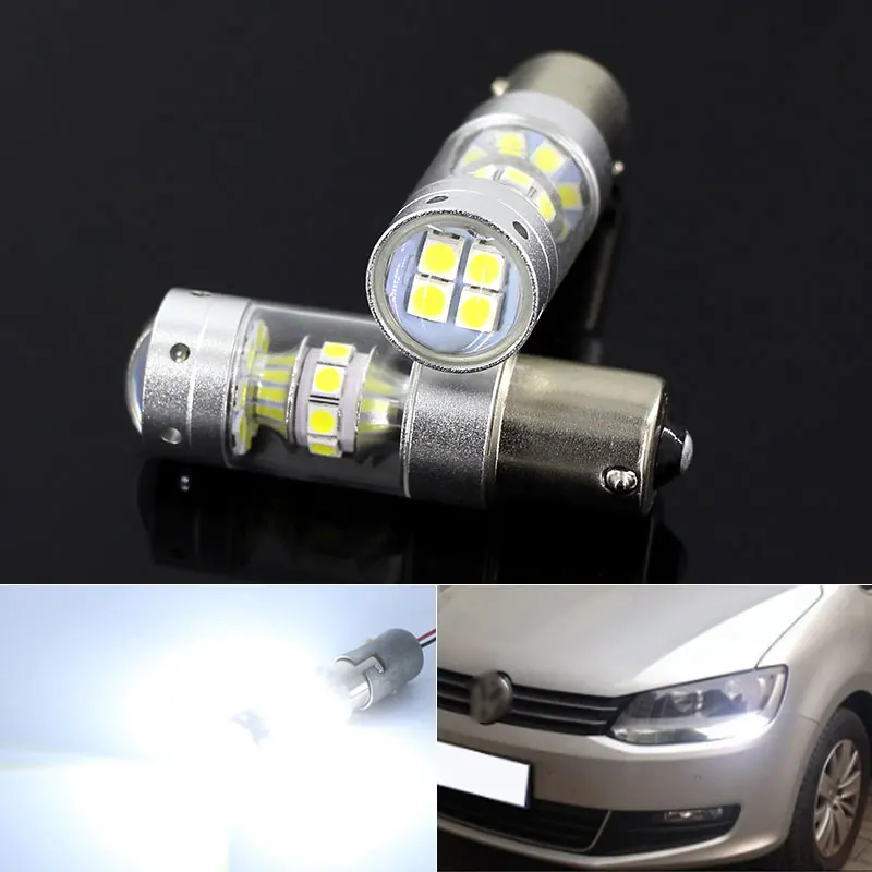 2pcs Bela, 6000k Canbus Brez Napake 1156 P21W LED Žarnica Za VW Volkswagen Sharan 7N 2010 - 2018 LED Dnevnih Luči DRL