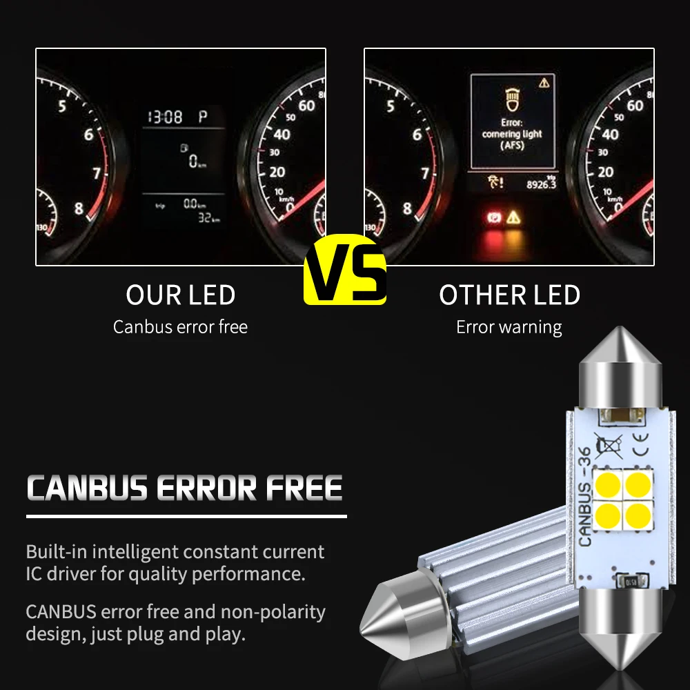 2Pcs Canbus Brez Napake Festoon 36mm C5W LED Tablice Luč za Mercedes Benz W210 W211 W203 W208 W209 W169 AMG CLK Dome Luč