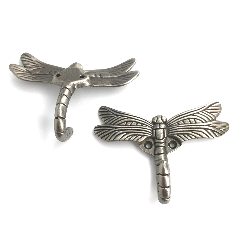 2pcs Dragonfly Obliko Steno Kavljem Ključa Imetnika Wall-Mounted Kljuke Za Obešanje Plašč Obešalnik Kovin, Kljuke Za Oblačila