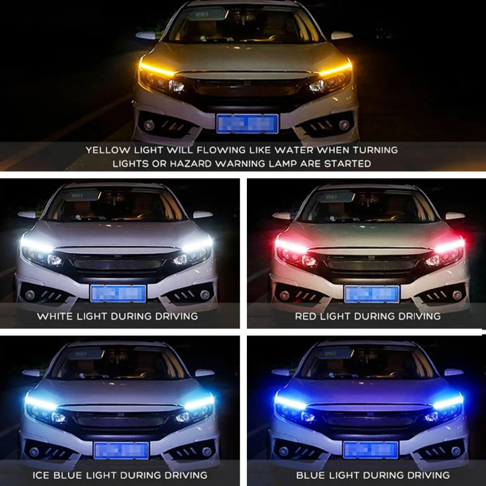 2pcs gibka Univerzalna Avto LED DRL Dnevnih Svetlobni Tok Teče Smerniki LED Trak Zavore Teče Luči Za Avtomobile Nepremočljiva
