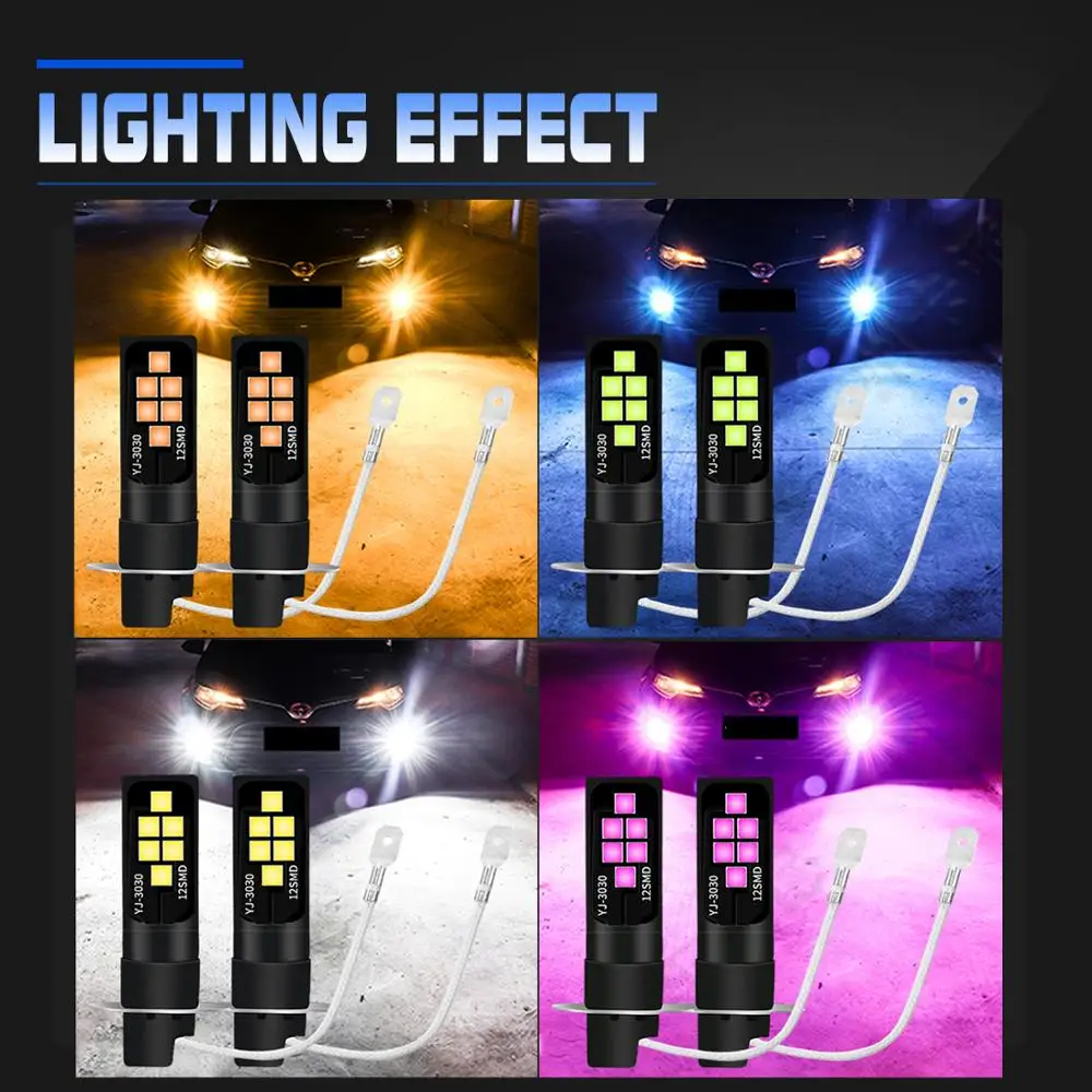 2pcs H3 12V LED Avto Žarnice Super Svetle Žarometi Luči za Meglo Sijalka Vir Svetlobe Parkiranje 6000K Belo Roza Ice blue