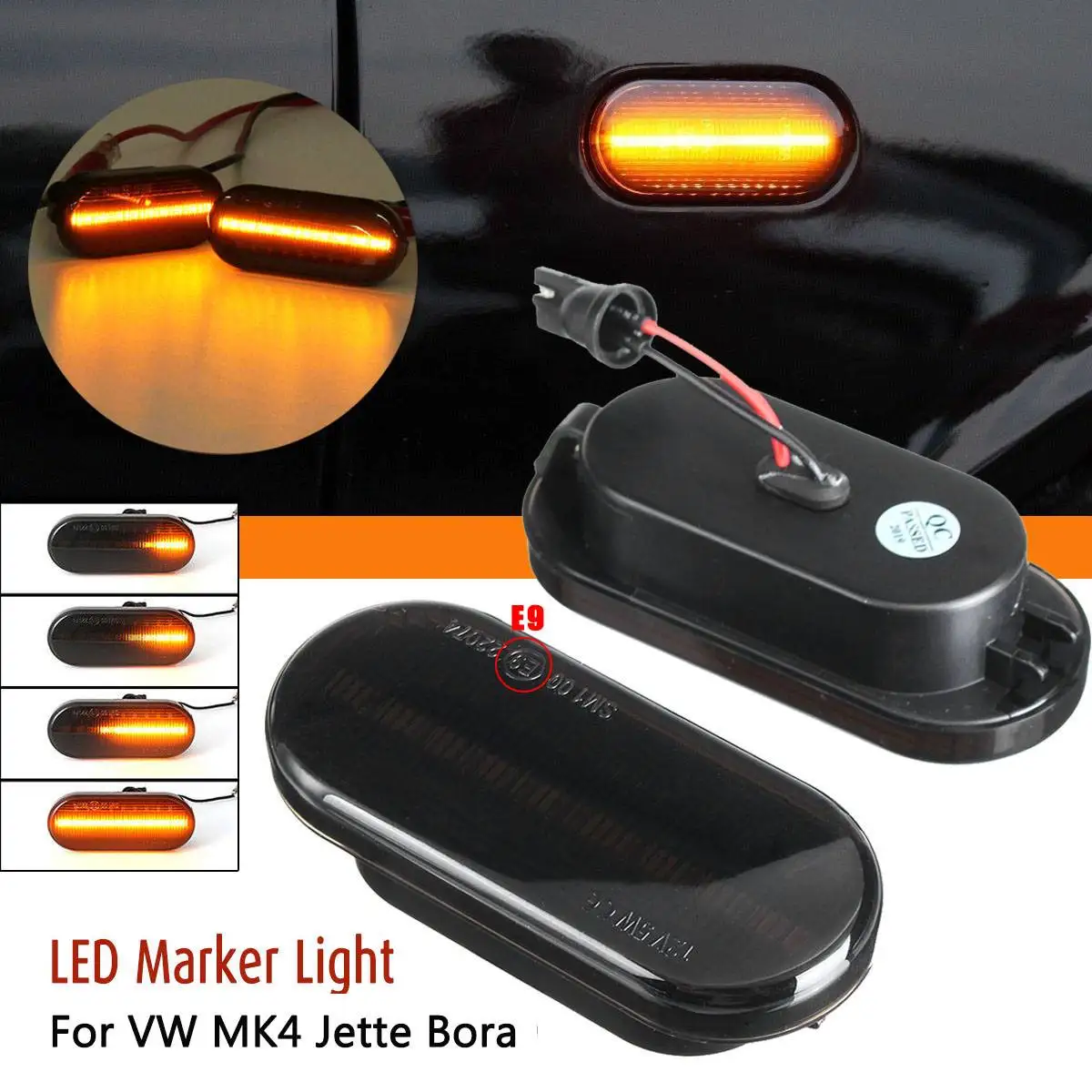 2pcs LED Dinamični Strani Marker Luči Obrnite Kazalnik Signala za VW Bora, Golf 3 4 T5 Passat 3BG Polo SB6 SEAT Ibiza Leon Skoda Ford