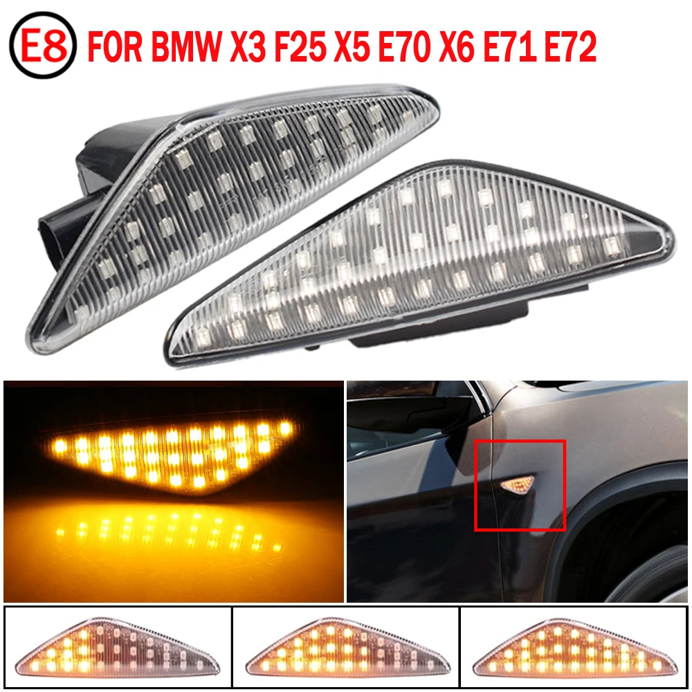 2PCS LED Dinamični Strani Oznako Vključite Signal Repetitorja Lučka, ki Teče, Bliskavica, Primerna Za BMW X3 X5 X6 E70 E71 2008-E72 F25