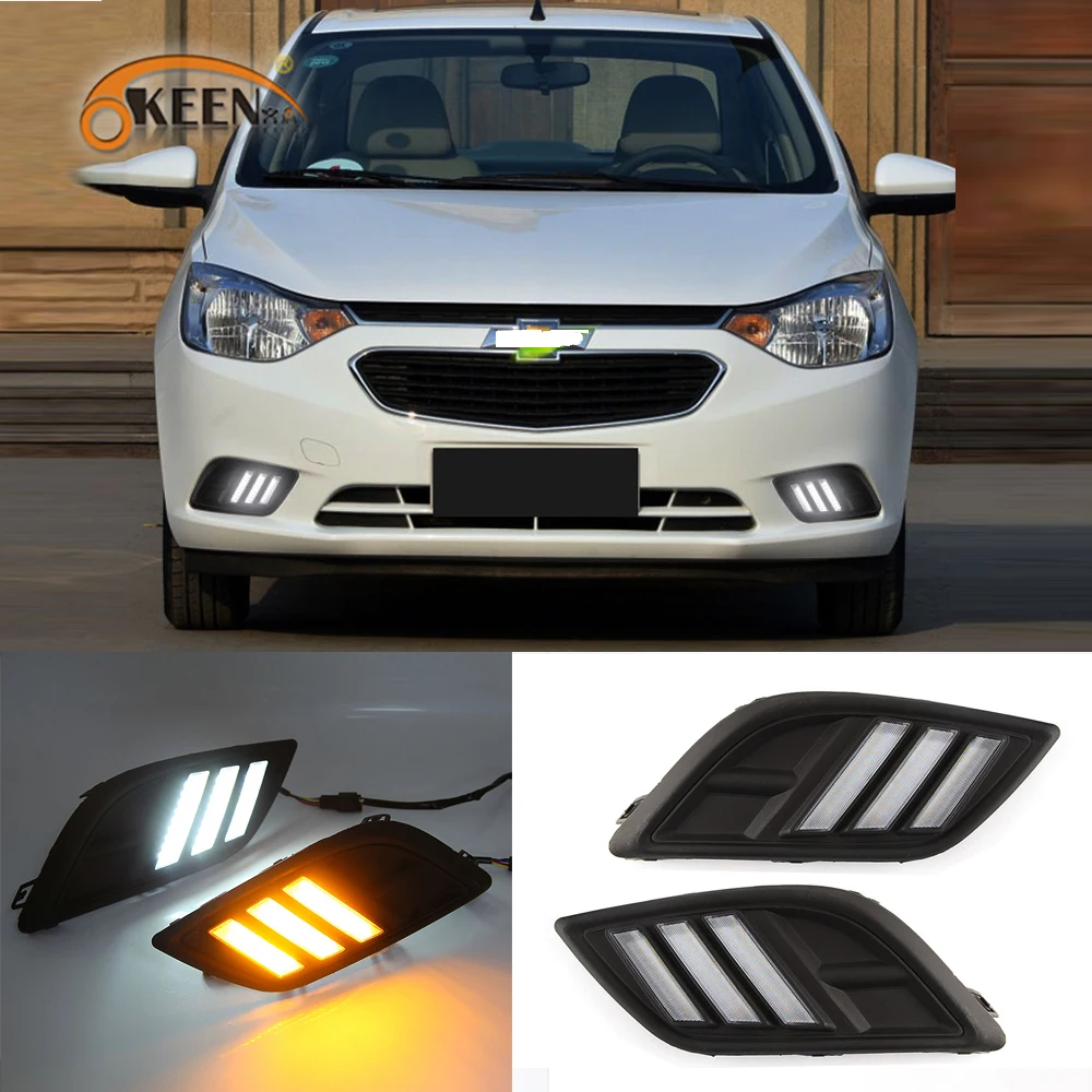 2PCS LED DRL Za Chevrolet Jadro 2016 2017 Led Dnevnih Luči Obrnite Signal Svetlo Rumena Modra Žarometi za Meglo Lučka