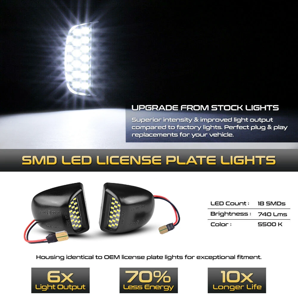 2Pcs Napak LED Številka Licence Ploščo Svetloba Svetilke Za GMC Sierra 1500 2500 3500 HD GMC Yukon XL 1500 2500 Auto Avto-styling
