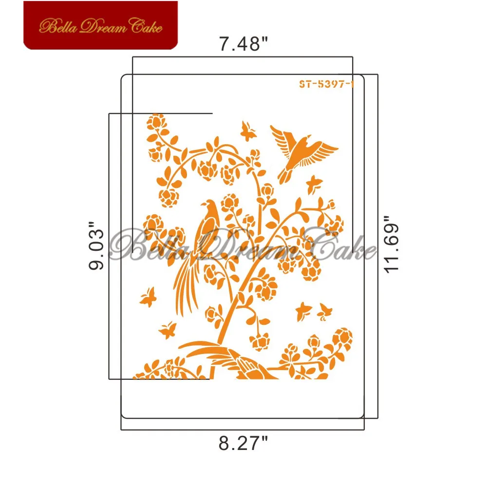 2pcs/set Ptic&Flower Torta Matrica Chinoiserie Steno Matrice za DIY Doma Dekor Scrapbooking Slikarstvo, Risba Matrice Predlogo