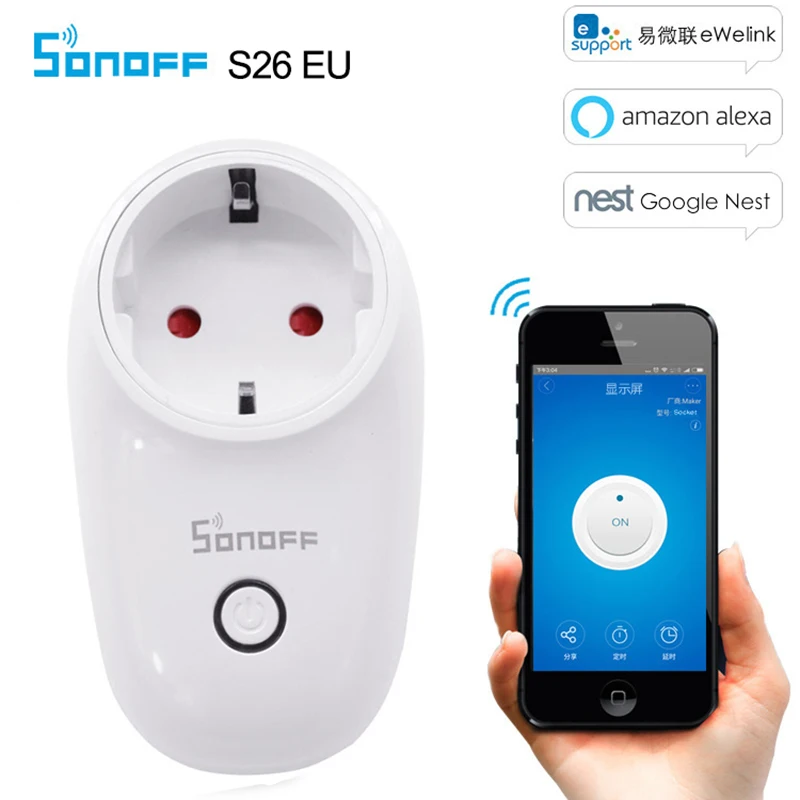 2pcs Sonoff S26 WiFi Smart Vtičnico EU Brezžični Plug električnih Vtičnic Pametni Dom Stikalo za Delo Z Alexa Google Pomočnik IFTTT