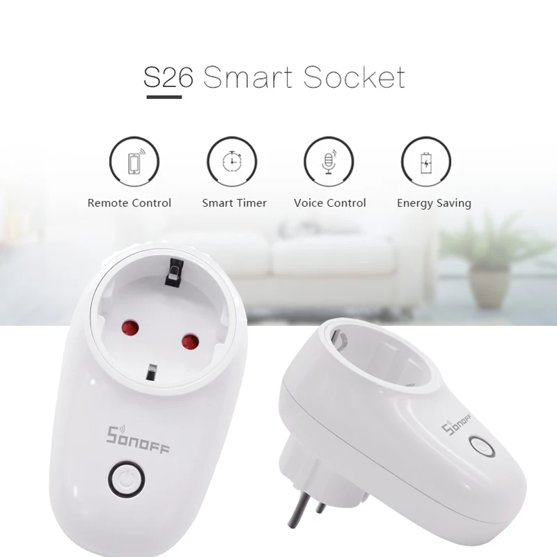 2pcs Sonoff S26 WiFi Smart Vtičnico EU Brezžični Plug električnih Vtičnic Pametni Dom Stikalo za Delo Z Alexa Google Pomočnik IFTTT
