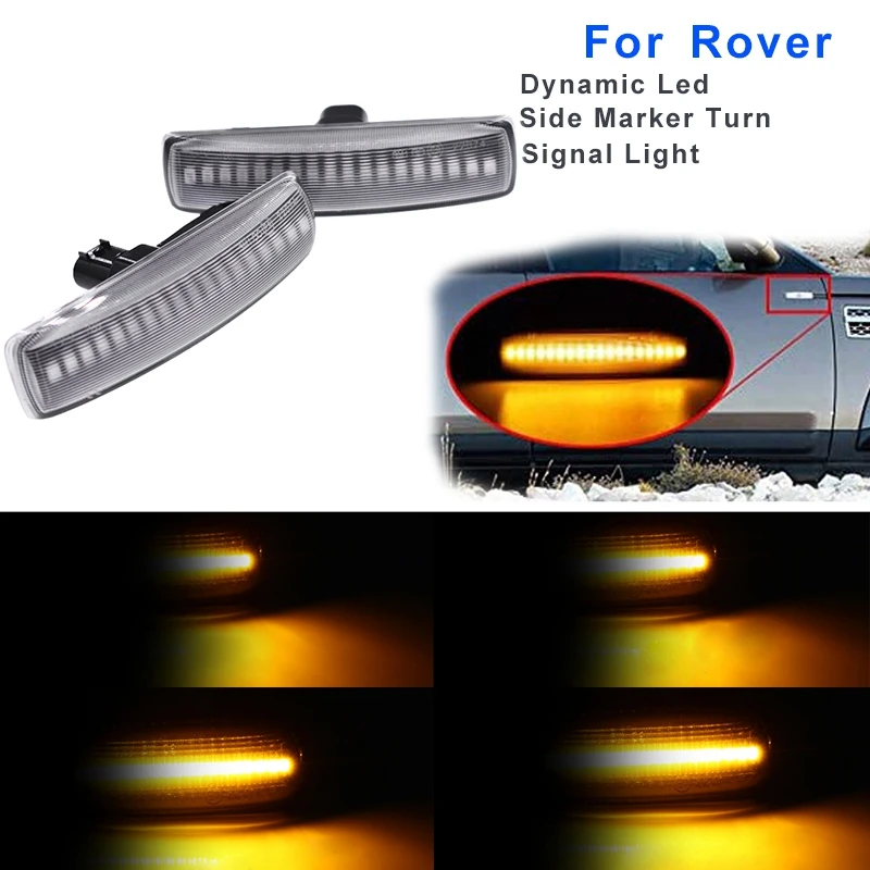 2Pcs Srebro Objektiv Amber LED Vključite Signal Dinamične Strani Marker Luči za Land Rover Freeland 2 Discovery 3 4 Rover Sport