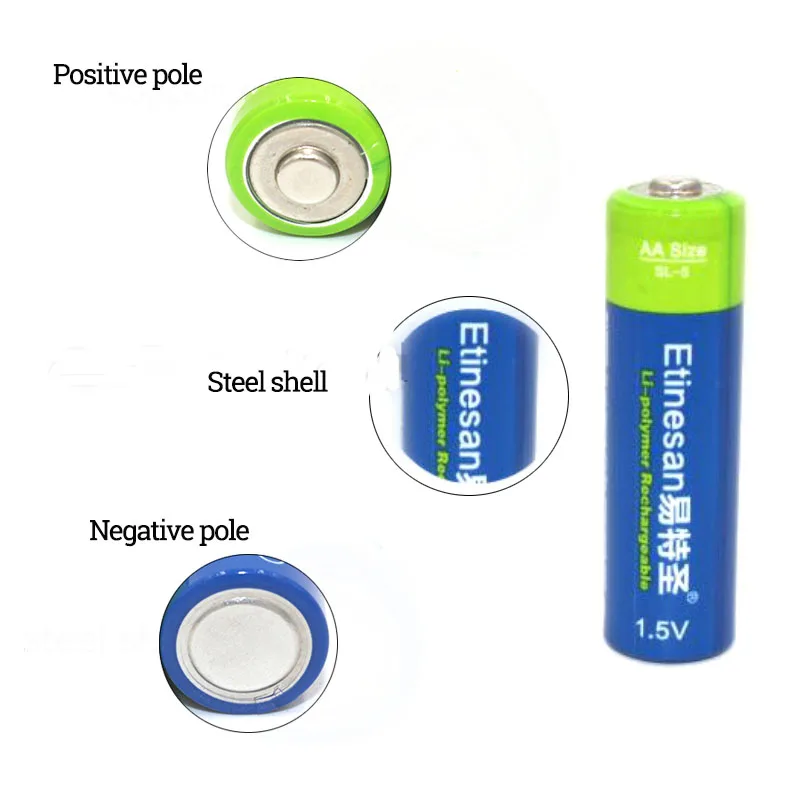 2pcs/veliko Etinesan 1,5 V AA 3000mWh litij-li-ionska baterija Li-polymer moč baterije