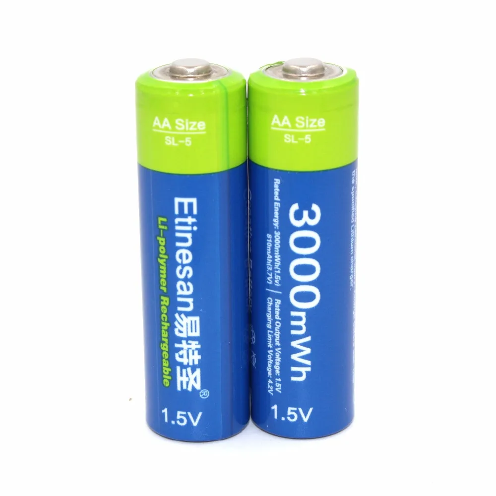 2pcs/veliko Etinesan 1,5 V AA 3000mWh litij-li-ionska baterija Li-polymer moč baterije