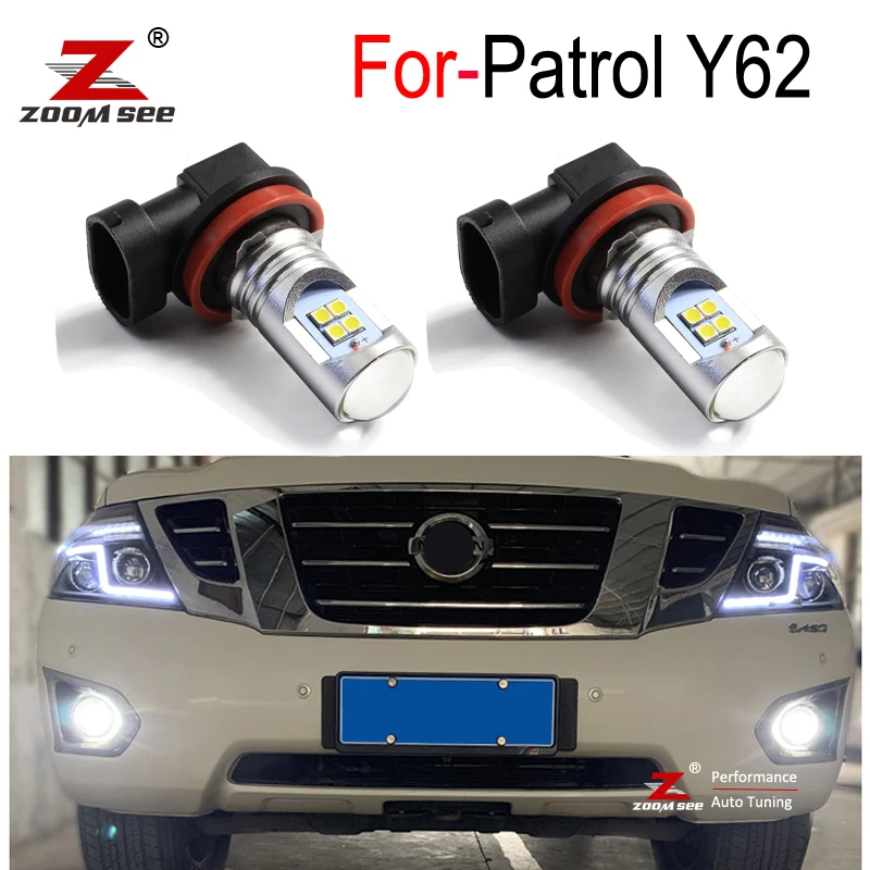 2pcs Visoke kakovosti H11 Canbus Brez napake Bel Avto LED spredaj meglo žarnice luči za meglo žarnica za Nissan Patrol Y62 (2012-2019)