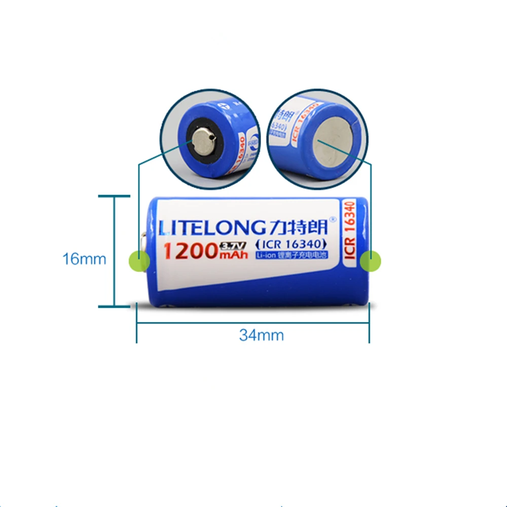 2PCS Visoko Moč 3,7 V 1200mAh CR-123 16340 Baterija za ponovno Polnjenje Zaščitene Litij-Ionska Akumulatorska Litijeva Baterija