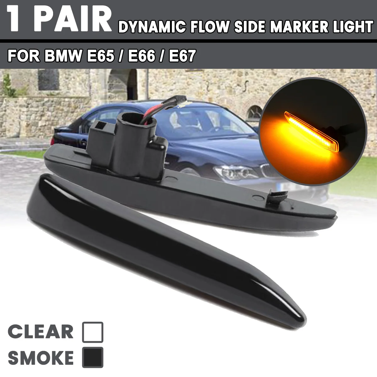 2Pcs za BMW 7 Series E65 E66 E67 E68 Teče LED Strani Marker Luči Dynamic Vključite Opozorilne Luči Strani Repetitorja Lučka Lučka Plošča