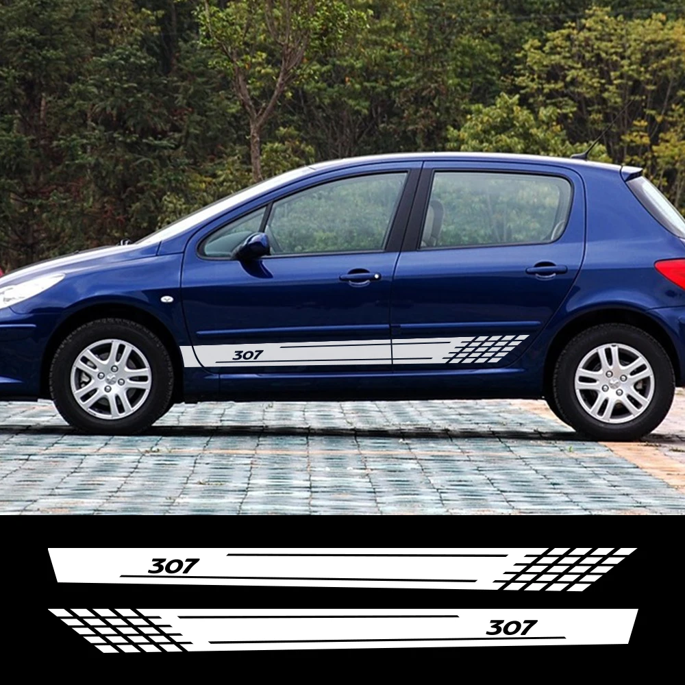 2PCS Za Peugeot 307 Grafični Vinil PVC Nalepke Auto Dekoracijo Reflektivni Vrata Avtomobila Strani Krilo Proge Nalepke Avto Dodatki