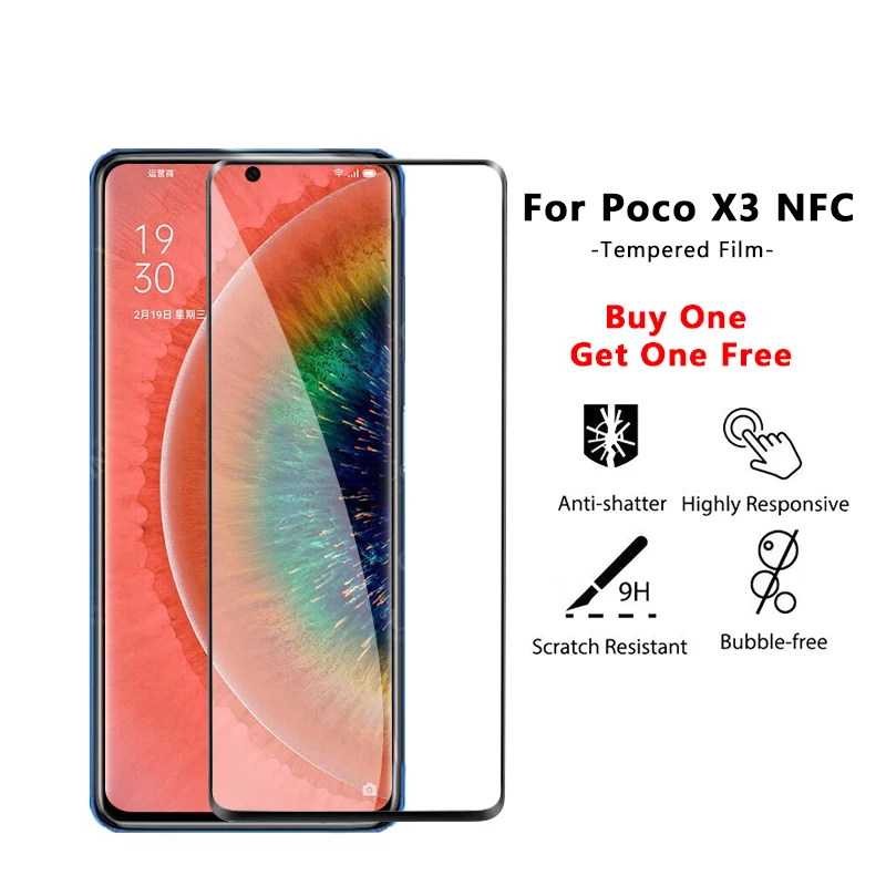 2Pcs Zaslon Kaljeno Steklo Za Xiaomi Poco X3 NFC Zaščitnik Pokrovček Proti Praskam Eksplozije Dokaz Ščitnike Za Poco X3 NFC