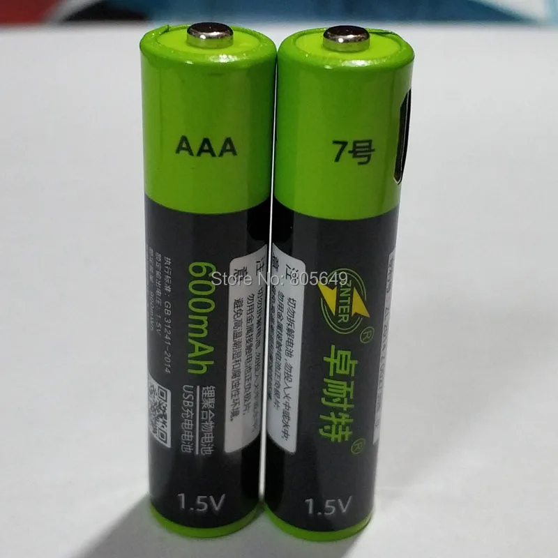 2pcs ZNTER 1,5 V AAA podatkovnega kabla usb je baterija 600mAh li-polymer li-po polnilna litij-li-ion baterije ne vključuje usb kabel