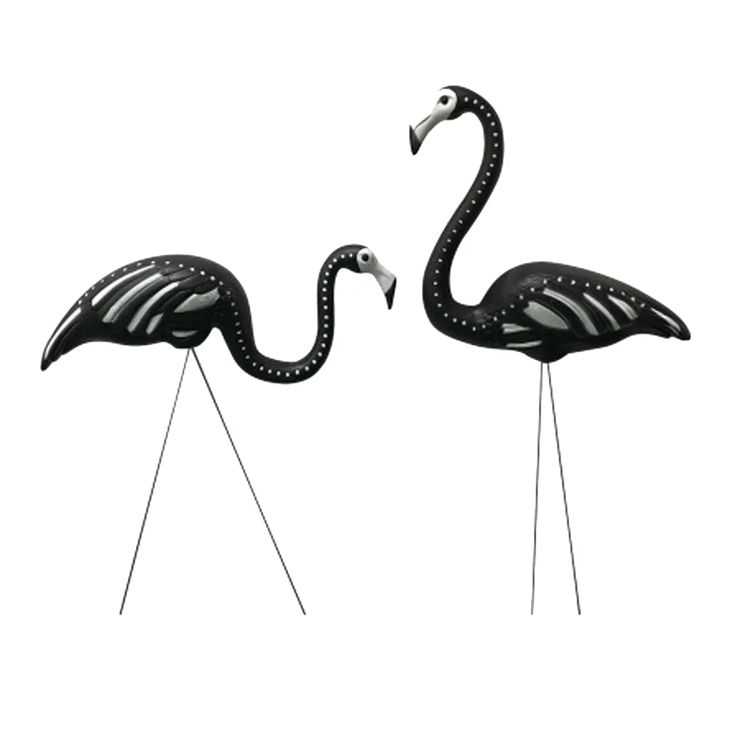 2pcs Črno Ogrodje Flamingo Kip Umetno Živali Model Travnik, Vrt Stranka Okraski Okraski