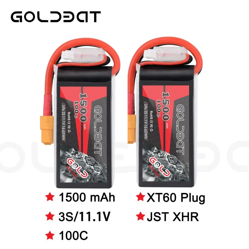 2units GOLDBAT 1500mAh 11.1 v Lipo Baterije za fpv baterije Lipo 11.1 V 3S 100C Baterije lipo za Drone z XT60 Plug za fpv heli