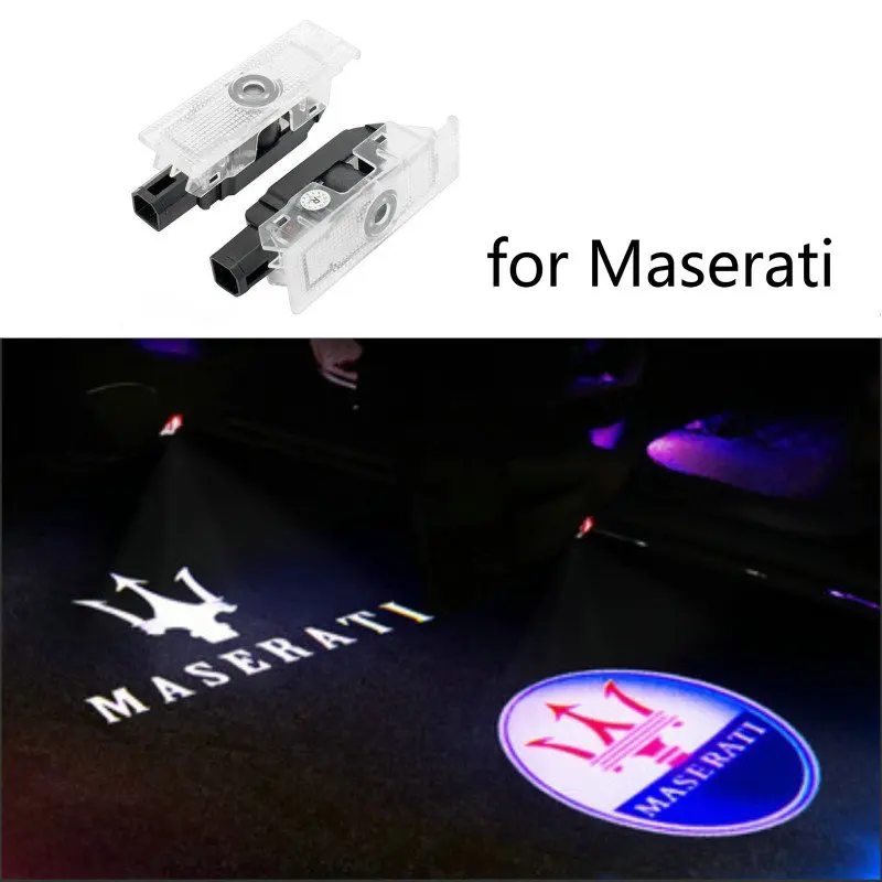 2X Avto LED Vrata Logotip Luč Za Maserati Quattroporte Ghibli GranTurismo GranCabrio Levante Duha Shadow Dobrodošli Svetilke pribor