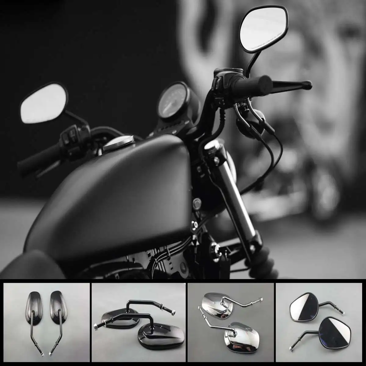 2x Motorna kolesa Rearview Mirror 8 mm Univerzalni Pogled od Zadaj Strani Ogledalo Črno Paše Za Harley Davidson za Sportster Touring XL 883