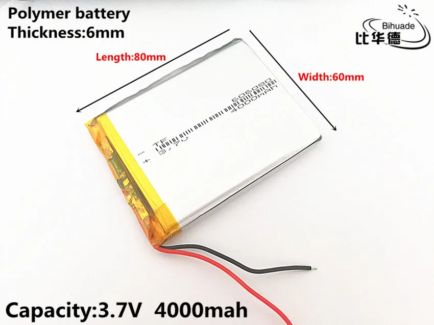 3.7 V,4000 mah,606080 Polimer litij-ionska / Litij-ionska baterija za IGRAČE,MOČ BANKE,GPS,mp3,mp4