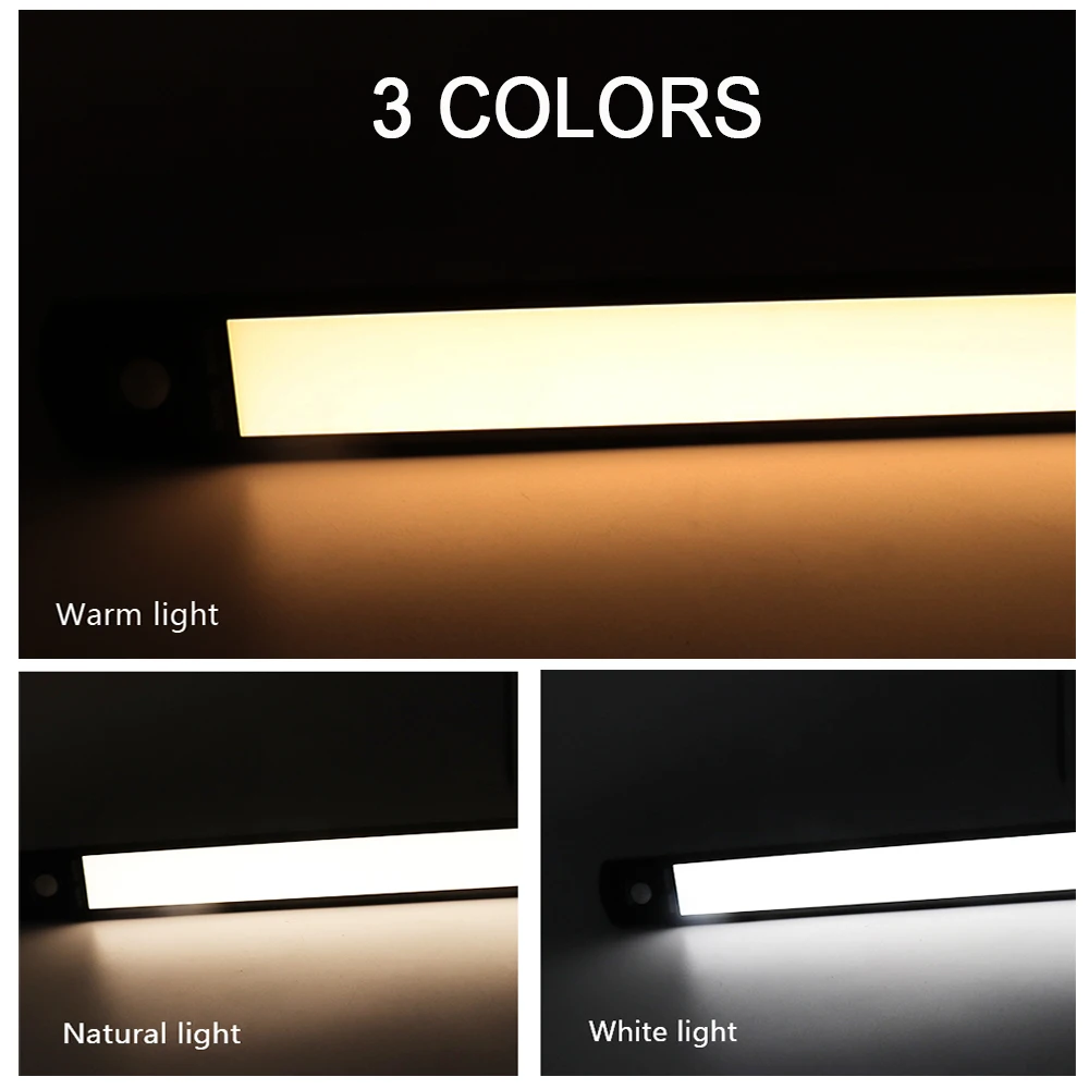 3 Barve Zatemniti LED Pod Kabinet Svetlobe USB Polnilne, Omaro, Nočne Svetilke Senzor Gibanja svetila Za Omaro, Kuhinjski Omari,
