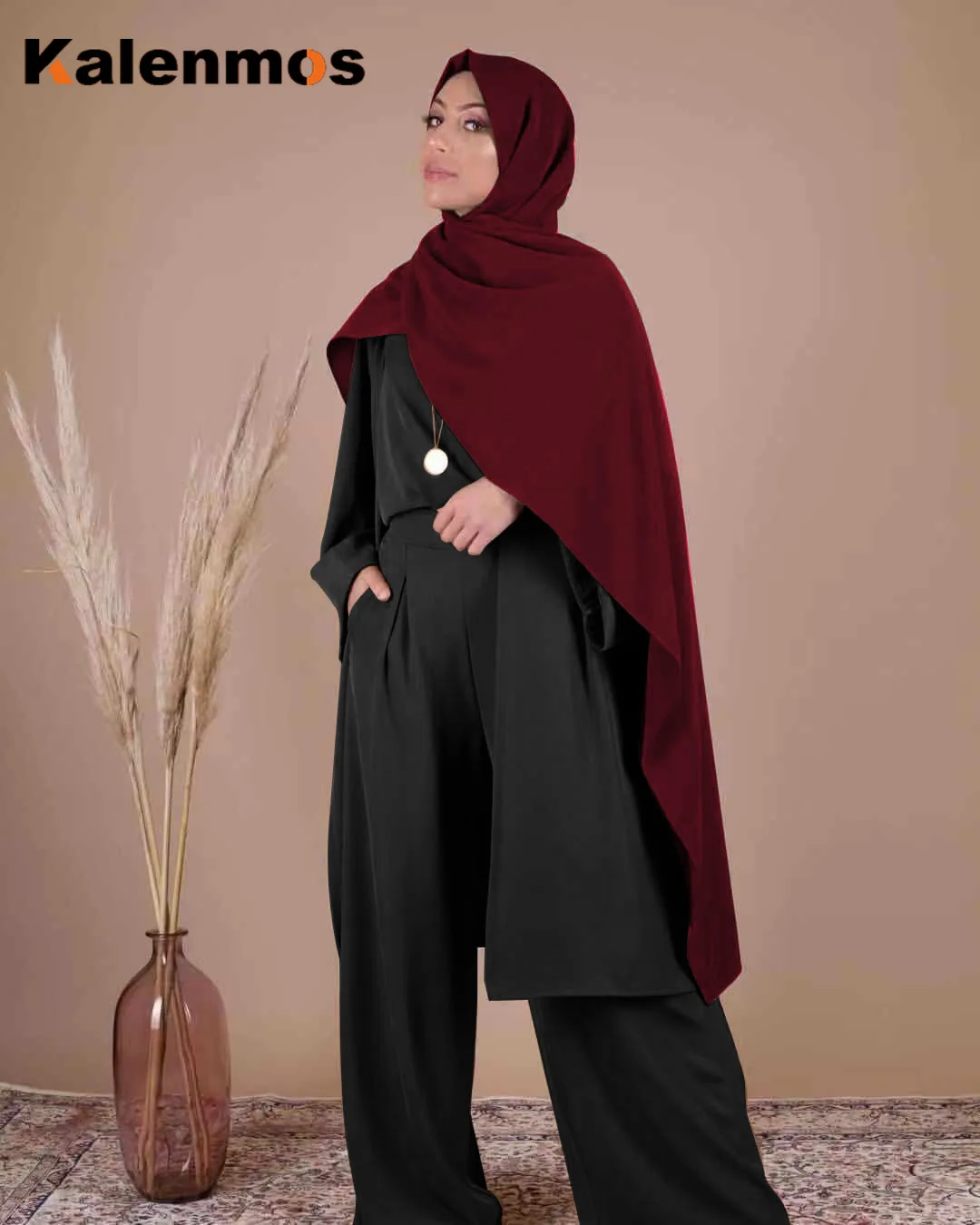 3 Delni Set Bluzo Širok Noge Hlače Trdna Jopico Ženske Dubaj Muslimanskih Abaya Čipke-up tam kaftan Islam Turky Priložnostne Nastavite Islamska Oblačila