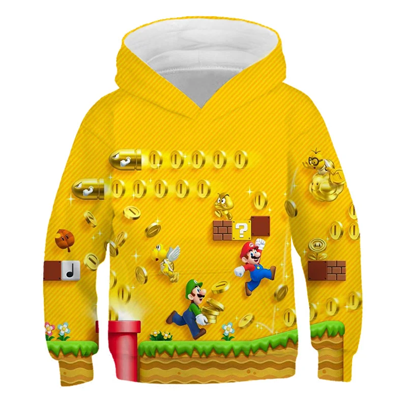 3 Do 14 Let Otroci Hoodies Igro Mario Bros Majica 3D Fantje Dekleta Vrhnja oblačila Jakno, Plašč, Otroci Oblačila