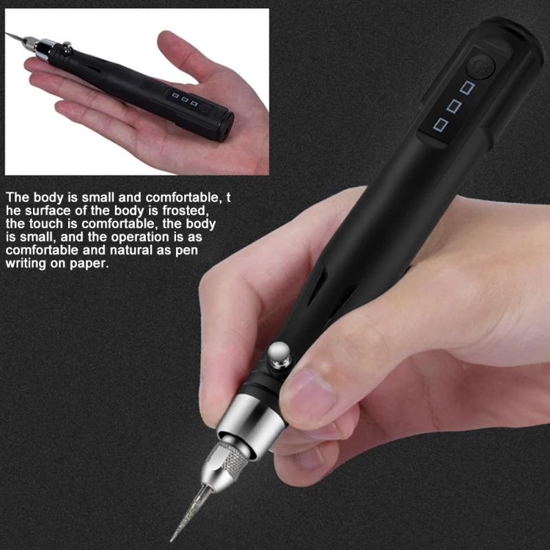 3 Hitrosti 15000RPM Nastavljiva Ročno Mini Električni Carving Pen USB Polnilne DIY Poliranje Orodij Nastavite z Vrtljivimi Sveder